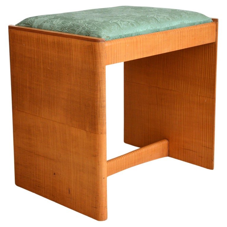 English Art Deco Sycamore Dressing Table Stool